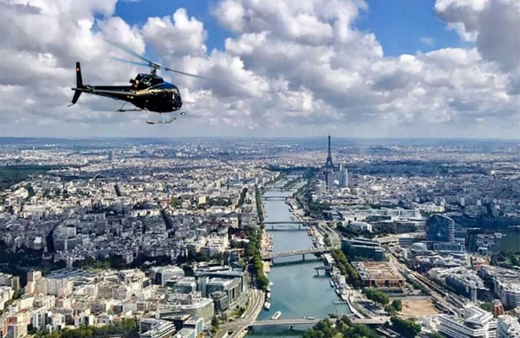 A scenic helicopter ride over the French countryside